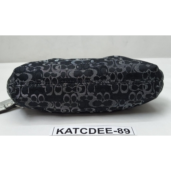 Coach Signature Black Canvas Kisslock Framed Wristlet - Coin Wallet - Picture 5 of 14